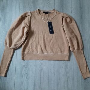 NWT VERONICA BEARD Analeigh Sweatshirt Sand Long Puff Sleeve Pullover Women's XS